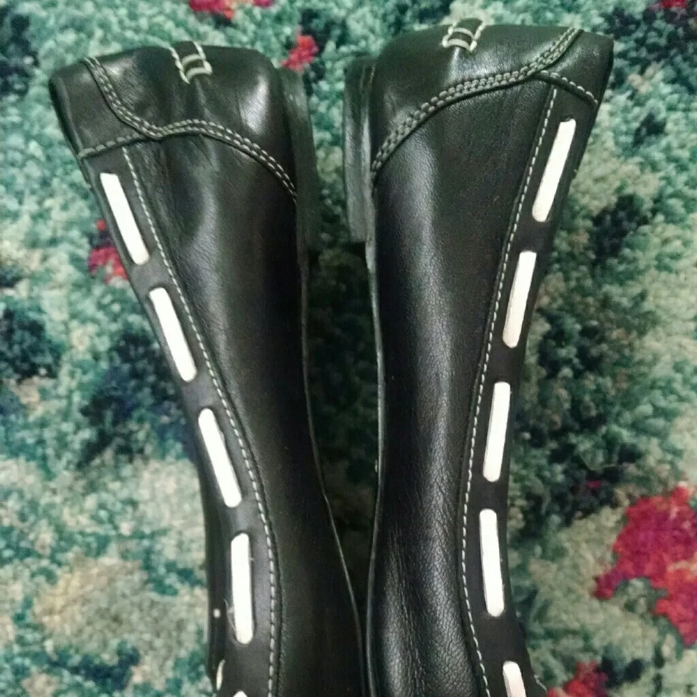 Cole Haan Nike Air Black And White Leather Loafers Size 6.5